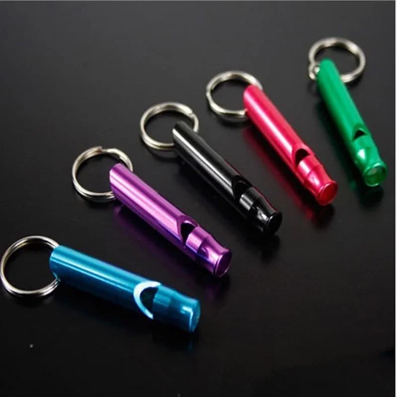 Set 4 sifflets sécurité alliage aluminium porte-clés survie camping pêche urgence sport - Compact