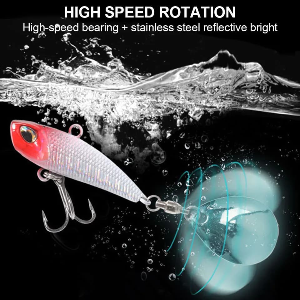 Leurre de pêche spinner bait métal VIB 7g 11g 15g 21g à queue rotative et paillettes