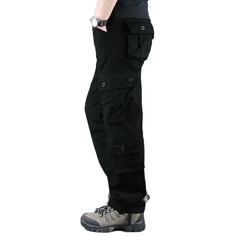 Pantalon cargo droit ample coton pur multi-poches pêche printemps été automne homme