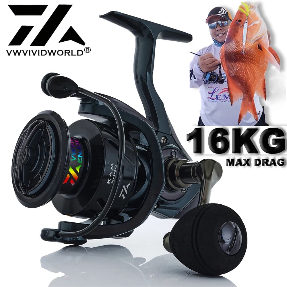 Moulinet de pêche tout alliage haute vitesse 6.2:1 VWVIVIDWORLD - pour spinning, casting et baitcasting