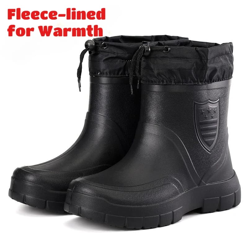 Bottes de pluie femme grande taille hiver coton décolleté doublure polaire légères imperméables anti-dérapage
