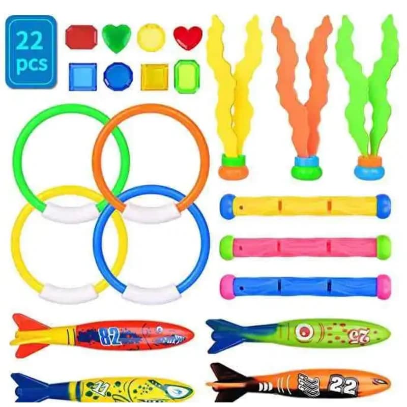 Jeux plongée trésor enfants poissons diamants jouets piscine initiation pêche ludique