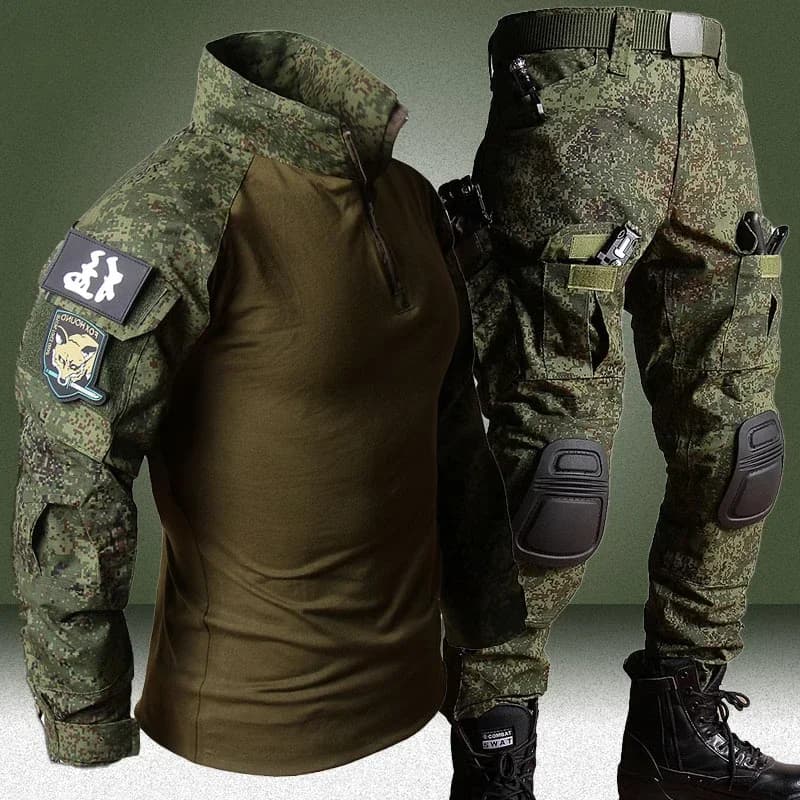 Ensemble tactique RU Camo - Tenue pêche respirante avec pantalon multi-poches