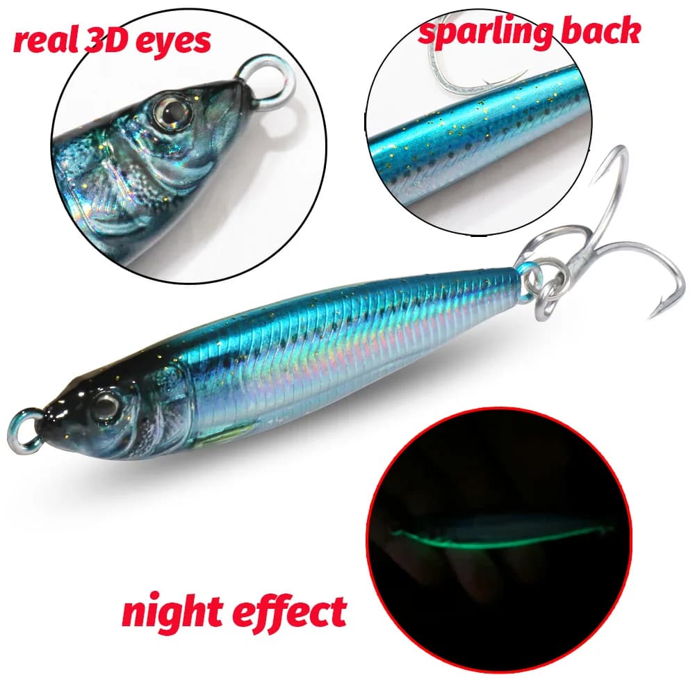 Leurre métallique GOBAIT 20g 30g 40g avec œil 3D laser pour pêche spinning et leurrage