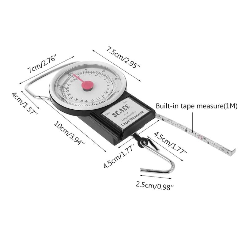 Balance à cadran pêche 22kg/50lb avec mètre ruban - Pèse-poisson mécanique portable multifonction