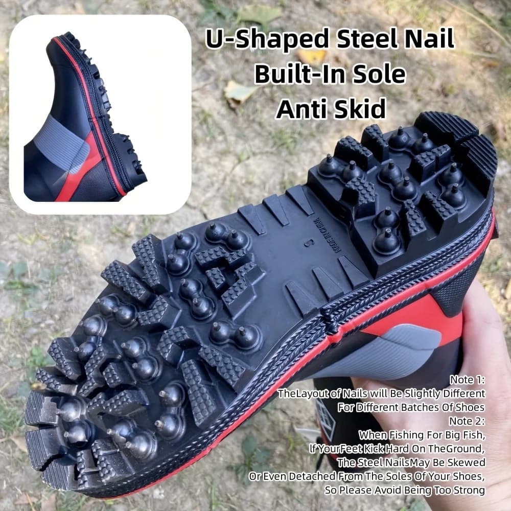 Bottes de pêche imperméables Secure-Fit hommes antidérapantes avec crampons acier - Bottes de pluie style pêche
