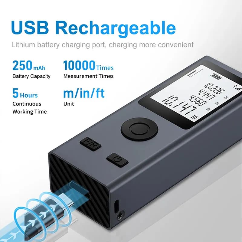 Mini télémètre laser rechargeable USB - Mesure 30/50/60 mètres en alliage d'aluminium pour pêche