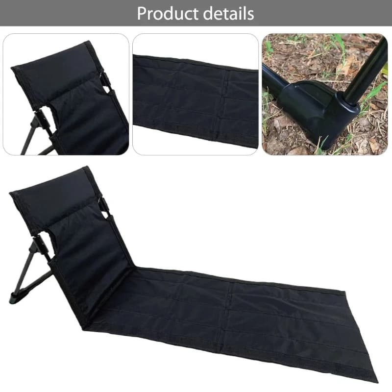 Siège pliant portable sans pieds léger pour camping plage pêche avec dossier confortable