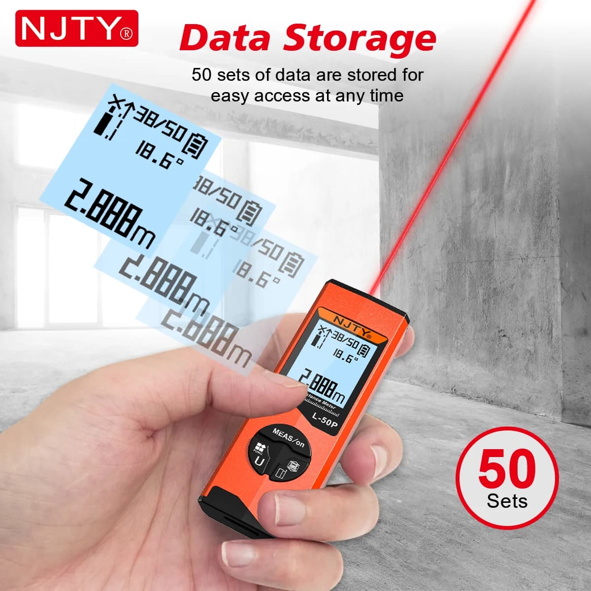 Télémètre laser NJTY 50m professionnel - Instrument de mesure distance pour pêche précise