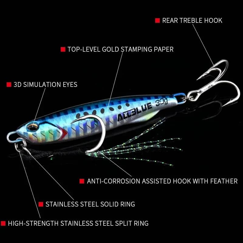 Jig métal Drager Slim 20g à 60g - Jig de casting pour pêche du bord bar et carnassiers marins leurre artificiel