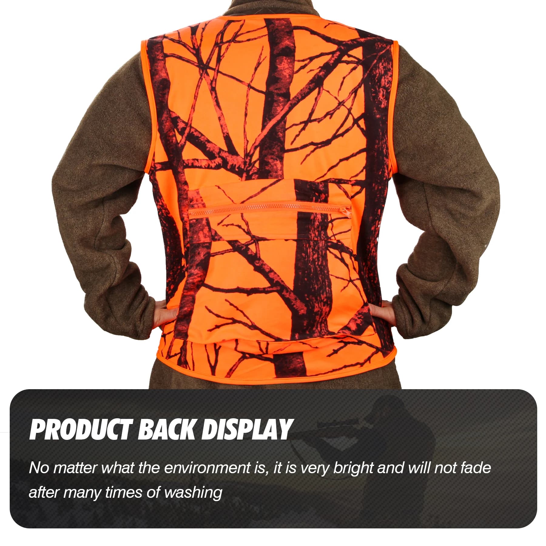 Veste utilitaire été décolleté V pour hommes GUGULUZA - Veste pêche chasse orange sécurité
