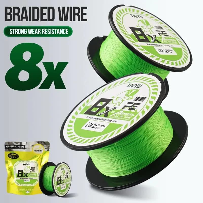 Ligne de pêche japonaise TAIYU 8 brins 100m résistance 32LB à 72LB pour carpe durable et fluide
