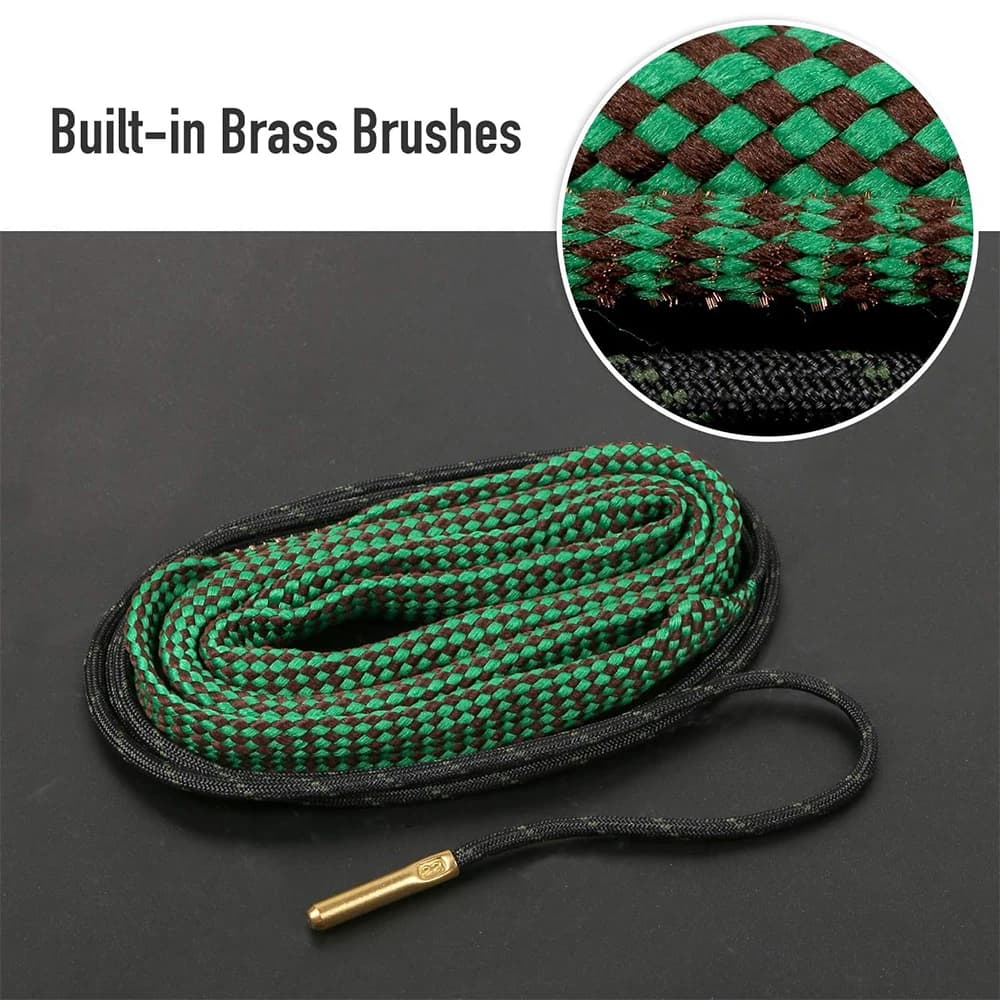 Nettoyeur canon fusil corde brosse 5.56mm/.223/.22/9mm/.380/12GA/.30cal/.308 pêche chasse