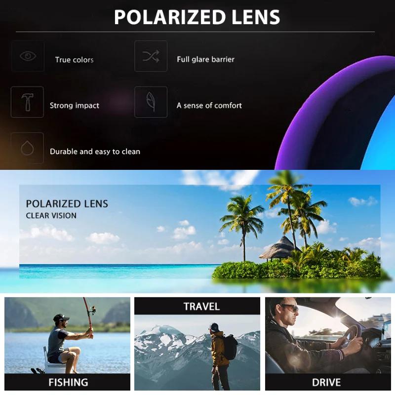 2 paires lunettes de soleil polarisées dégradé carrées pour pêche en mer - Anti-éblouissement voyage
