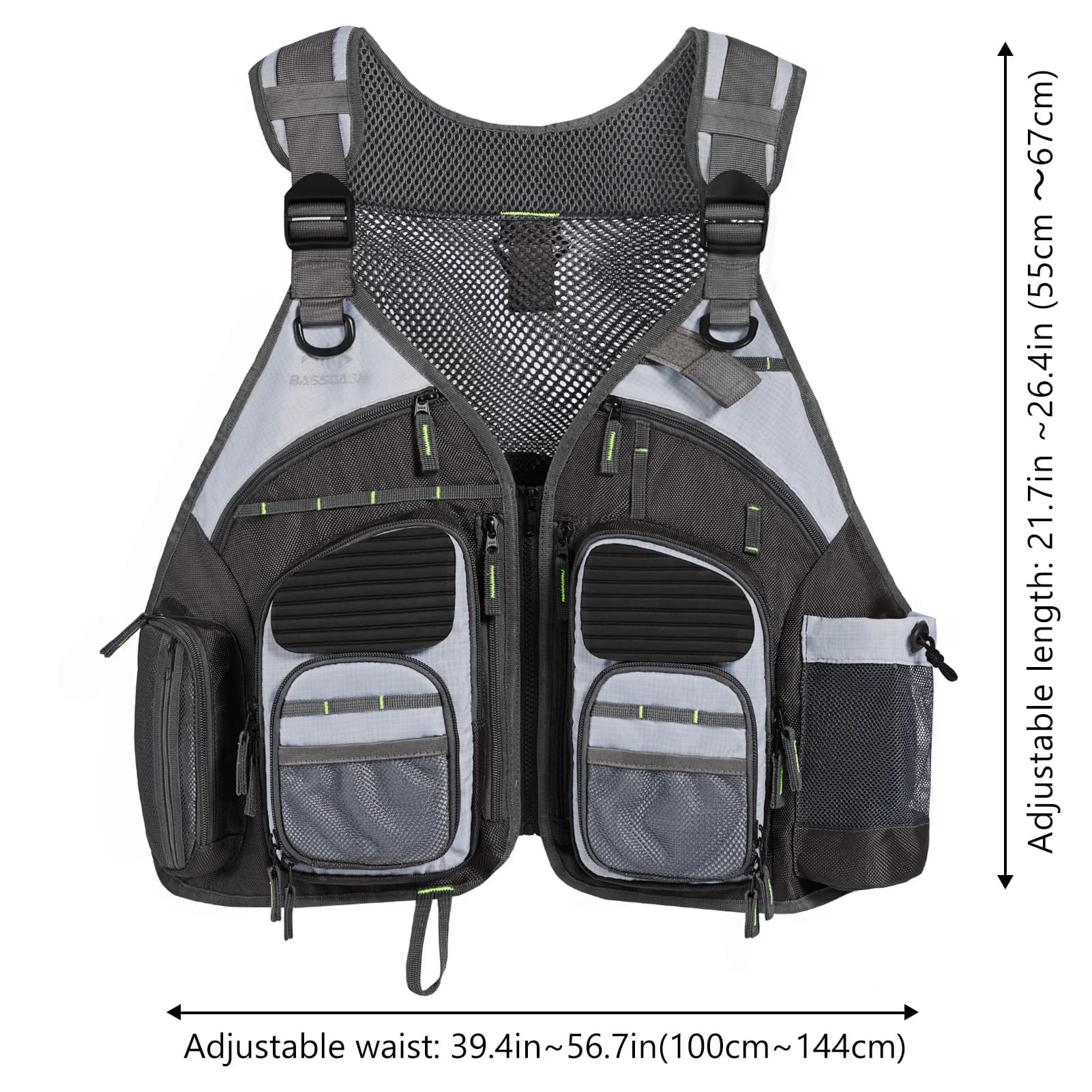 Gilet de pêche ajustable et respirant Bassdash pour la pêche sportive en extérieur