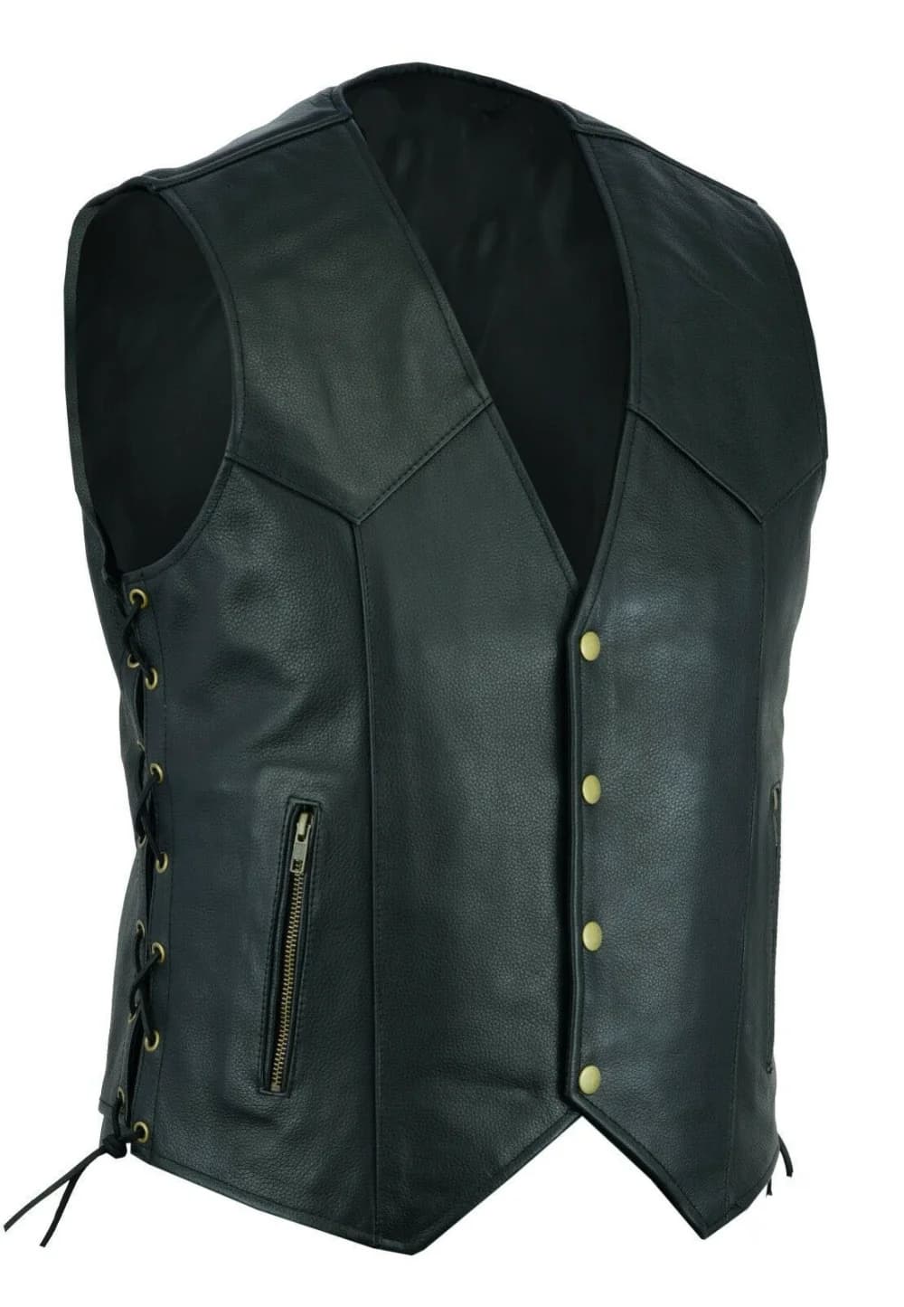 Veste en cuir sans manches pêche homme - Veste décontractée V-neck zippée grande taille 5XL