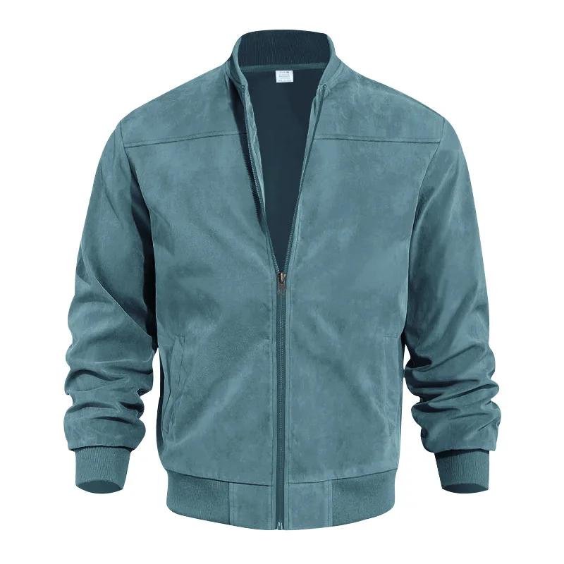 Veste en suède vintage à fermeture éclair homme - Cardigan casual rétro pour pêcheurs au style authentique