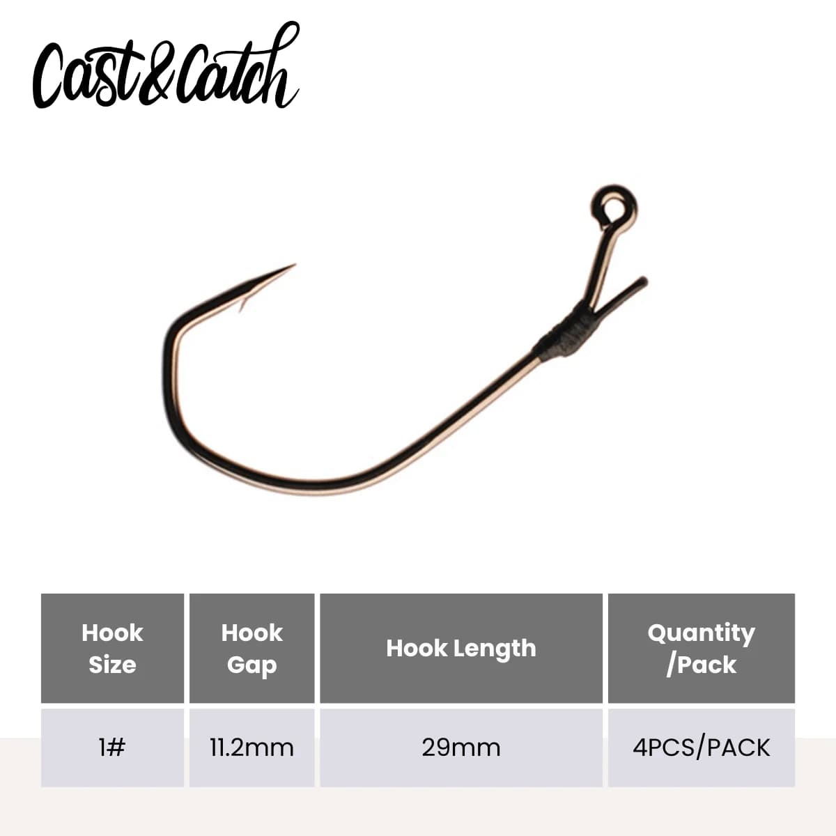 Hameçons offset Cast&Catch Neko Rig 4pcs pour leurres souples pêche carnassiers truite eau douce