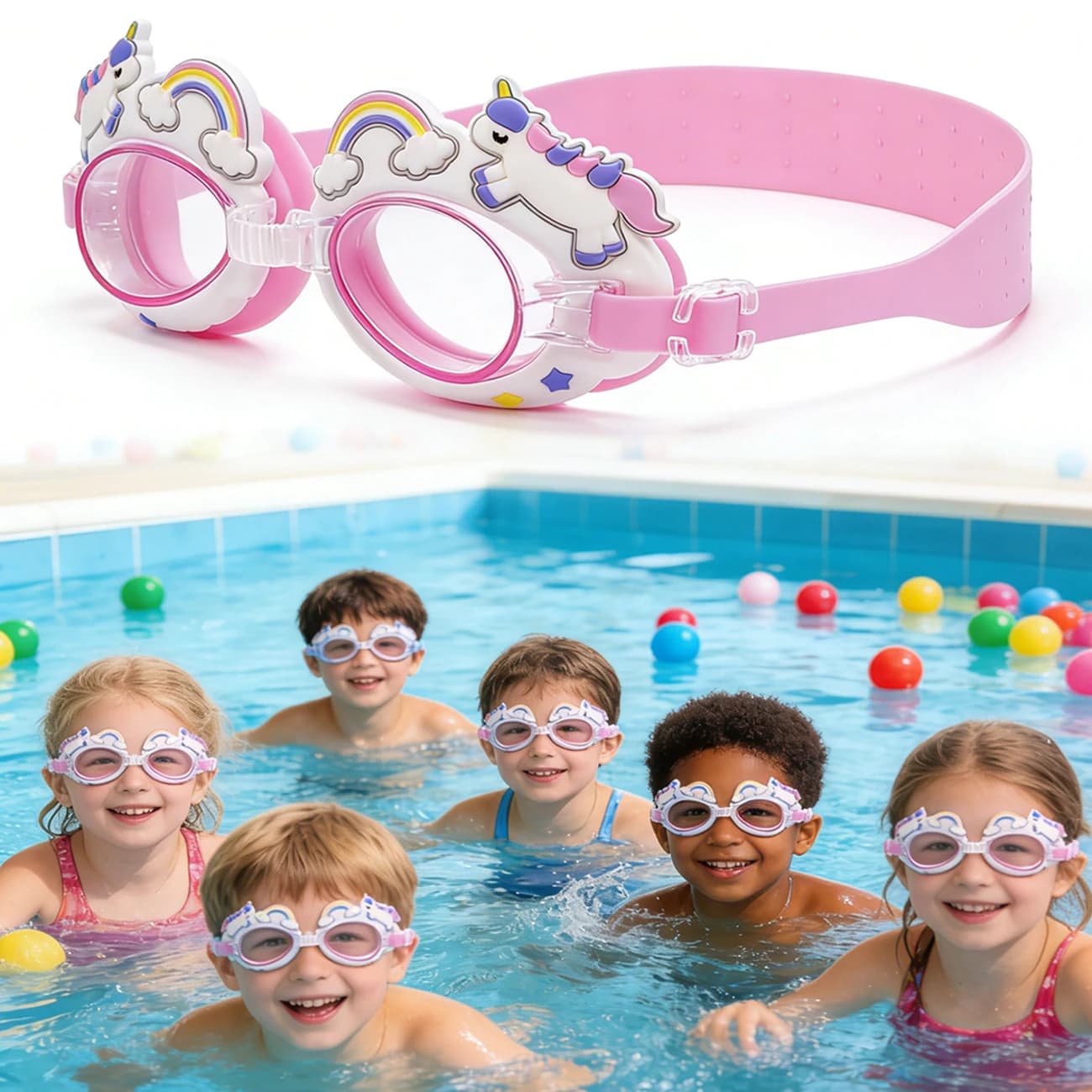 Lunettes de natation anti-fuite et anti-buée avec motifs mignons pour piscine et mer