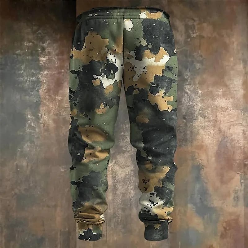 Pantalon sweat camouflage impression 3D pêche poches latérales cordon élastique sport street