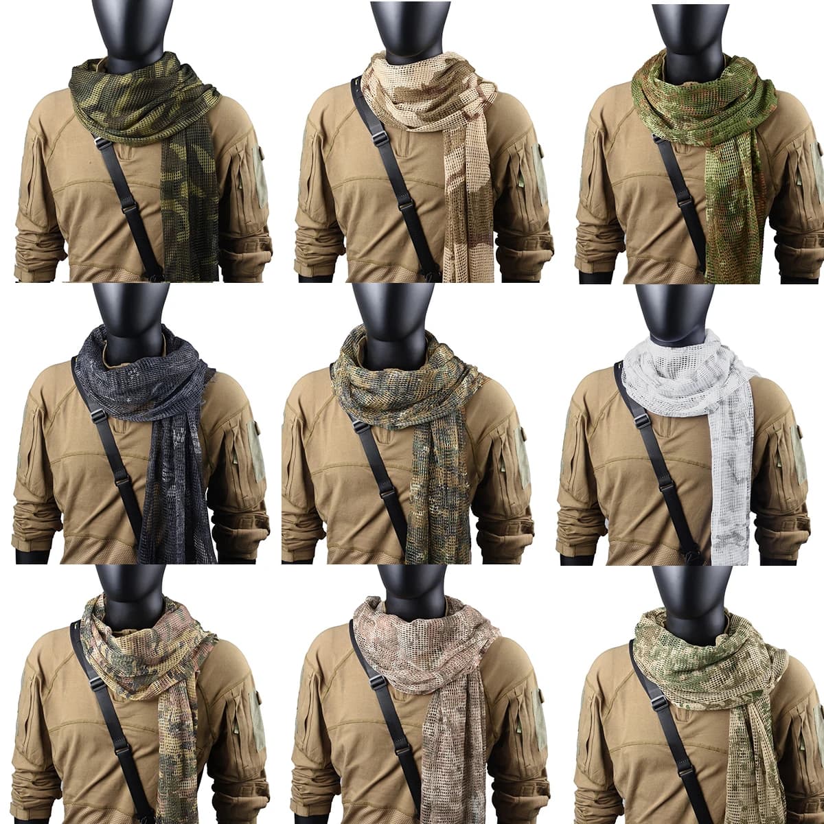 Foulard camouflage mesh respirant - Cache-visage polyvalent pêche randonnée sports outdoor