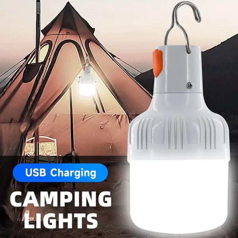 Lampe LED rechargeable USB 60W portable pour camping, pêche de nuit et éclairage d'urgence LT014