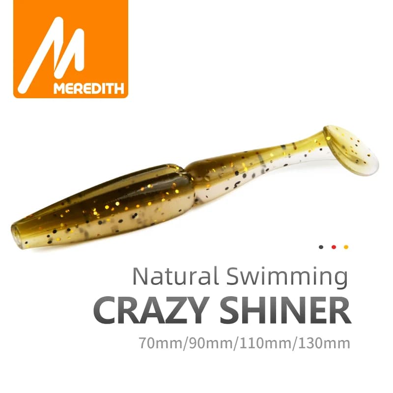 Leurre Souple Meredith Crazy Shiner 70-130mm, Appât Artificiel Wobbler pour la Pêche du Bar et Carnassiers