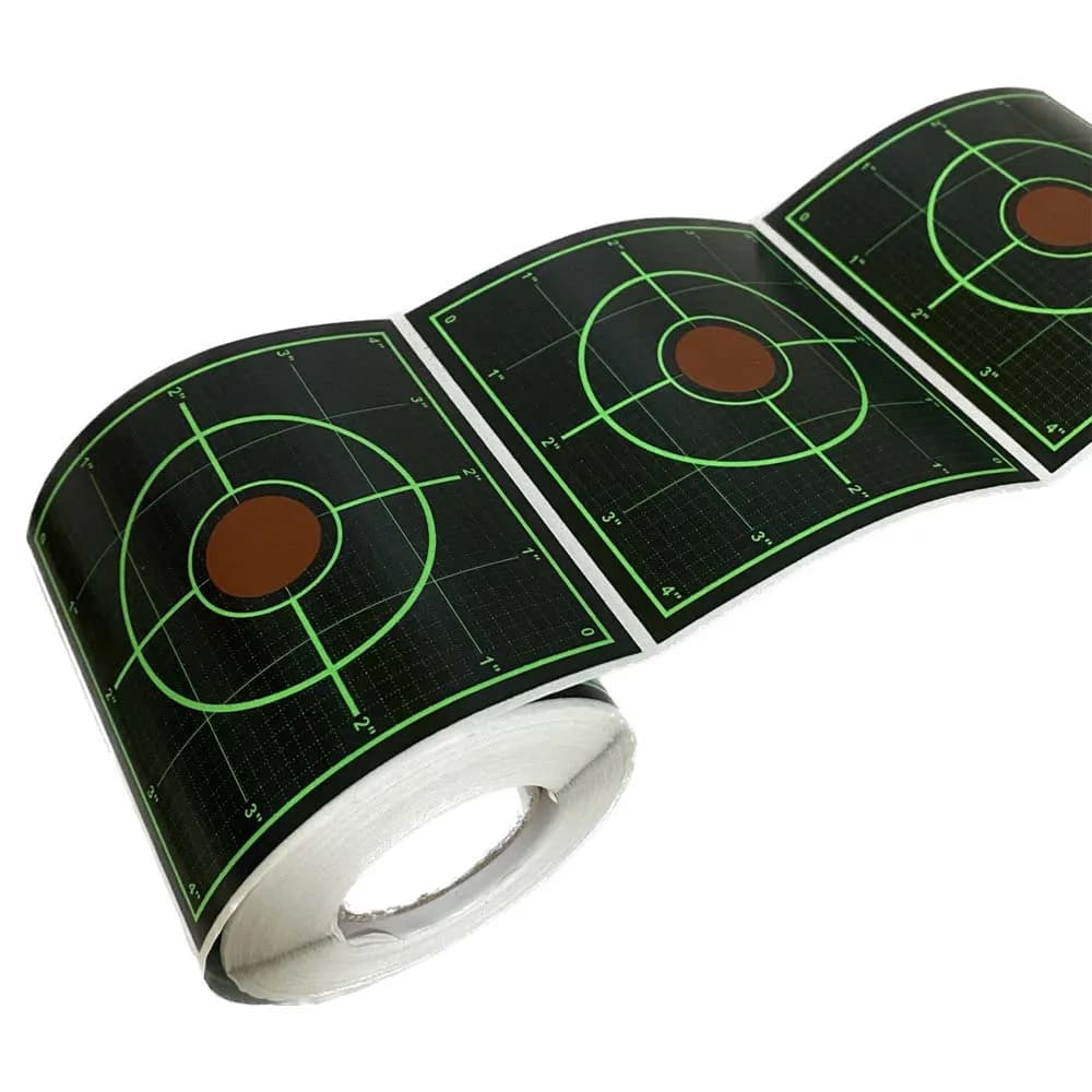 200 cibles papier réactives 10cm à grille noire autocollantes - pour BB, plombs, airsoft, fusil