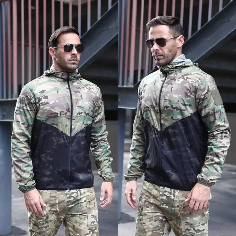 Veste bomber tactique imperméable été chasse homme légère camouflage soft shell multicam coupe-vent