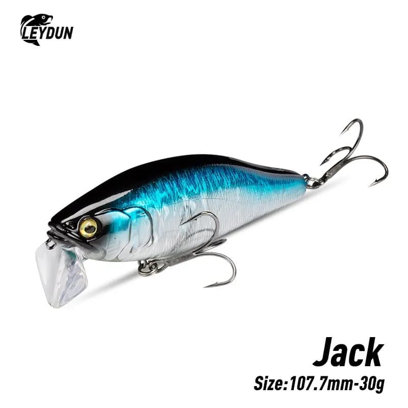 Leurre I-JACK Minnow 107.7mm 30g flottant - Wobbler avec système sonore pour brochet et black bass