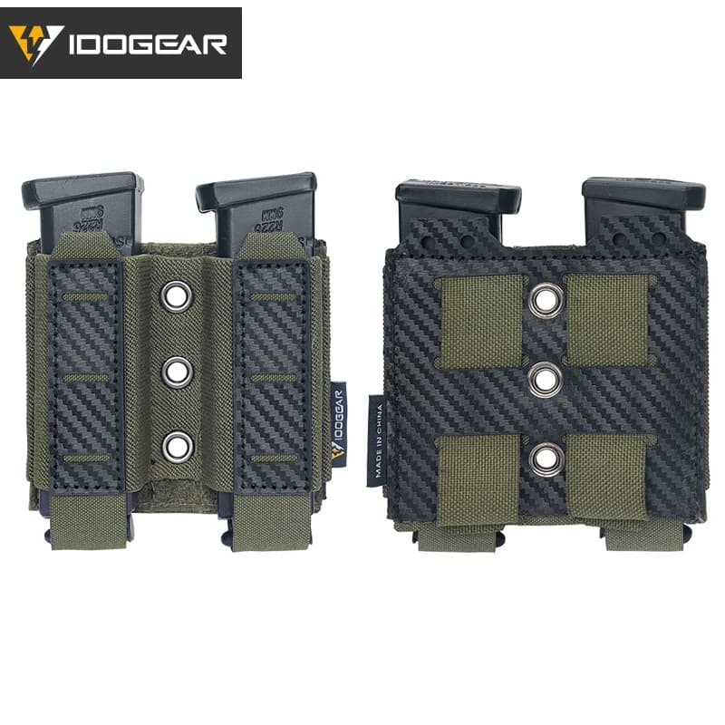Pochette tactique IDOGEAR carbone anti-dérapante - Double montage MOLLE léger drainage rapide 9mm durable