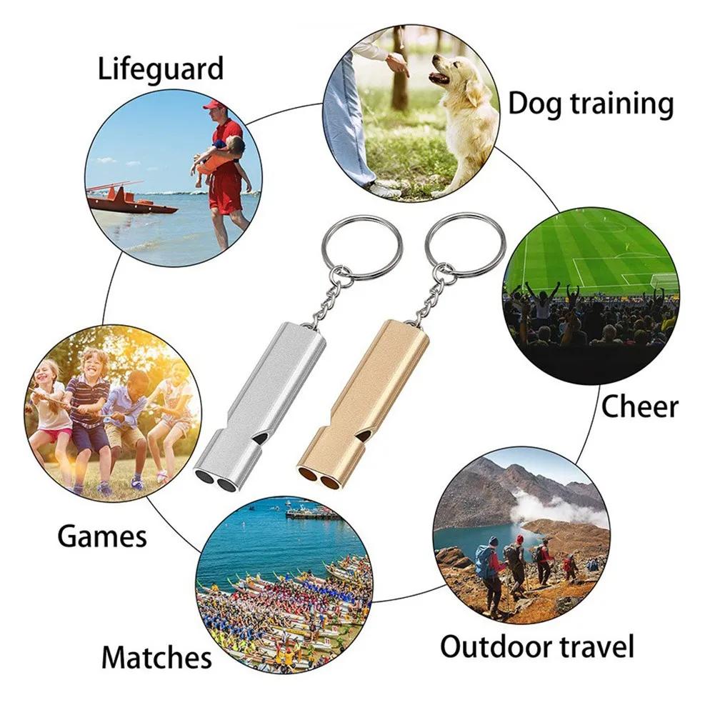 Sifflet de survie SOS 120db double tube aluminium - Accessoire camping pêche portable sécurité