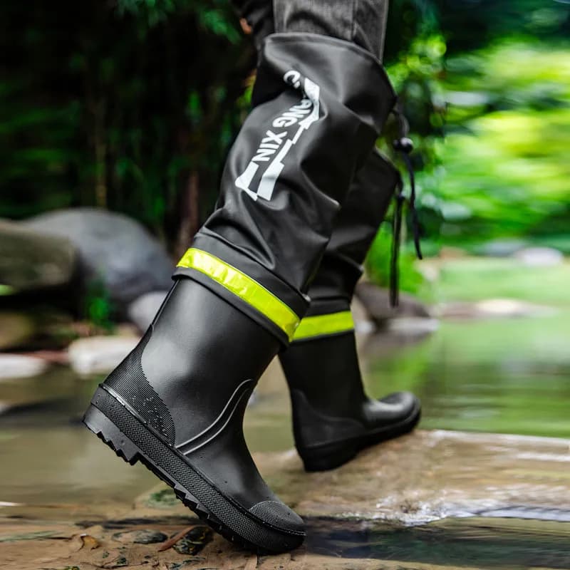 Bottes de pêche homme hautes imperméables genou - Chaussures aquatiques réservoir pour pêche en eau