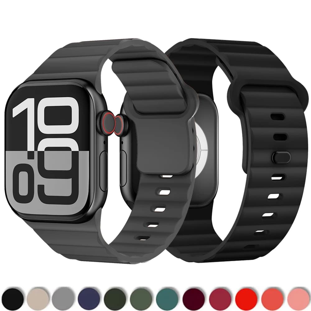 Bracelet silicone sport pour Apple Watch Ultra 2 Series 9 8 7 SE 49mm 45mm 44mm 41mm étanche confortable