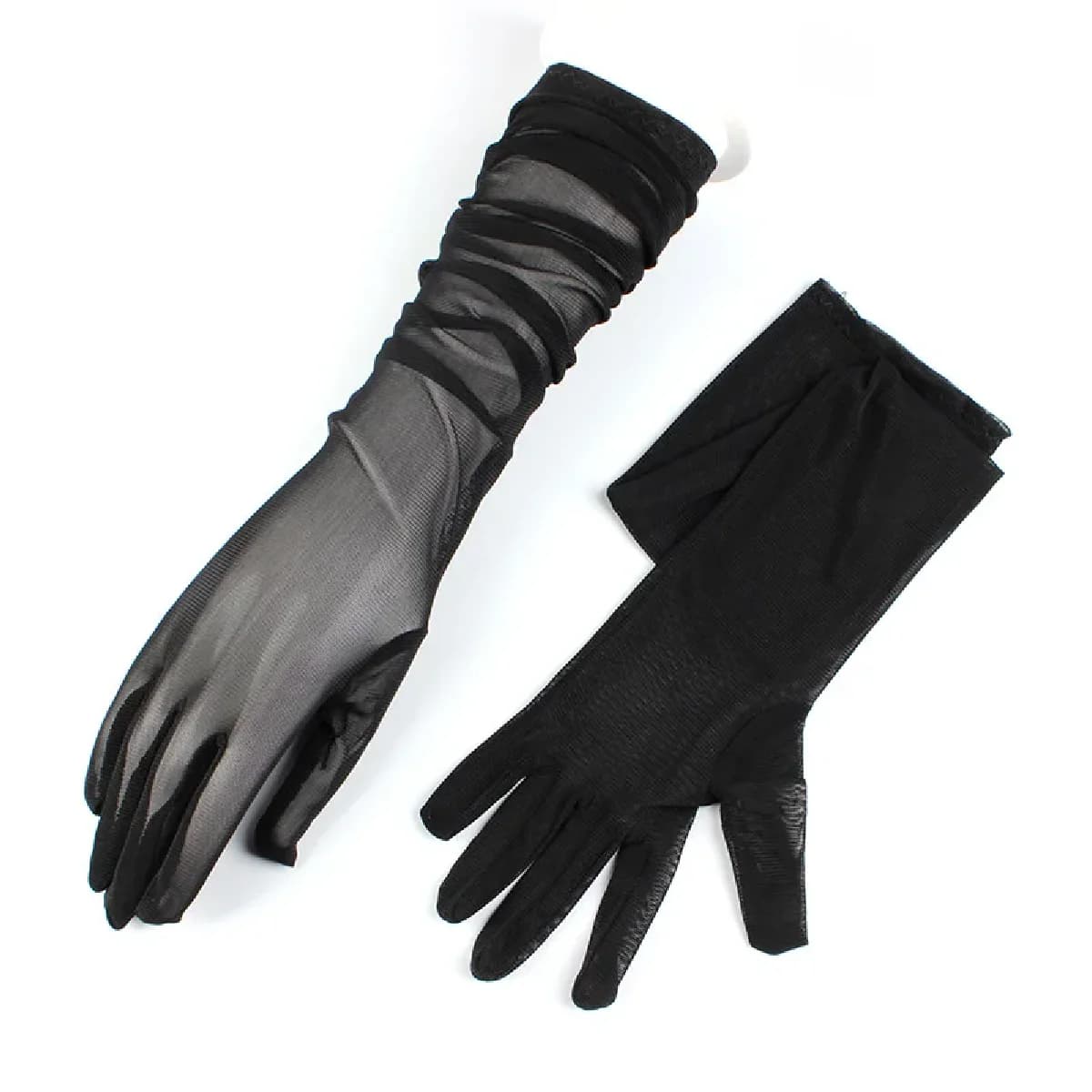 Gants de pêche femme en filet transparent élastique respirant pour performance bar et cosplay noir