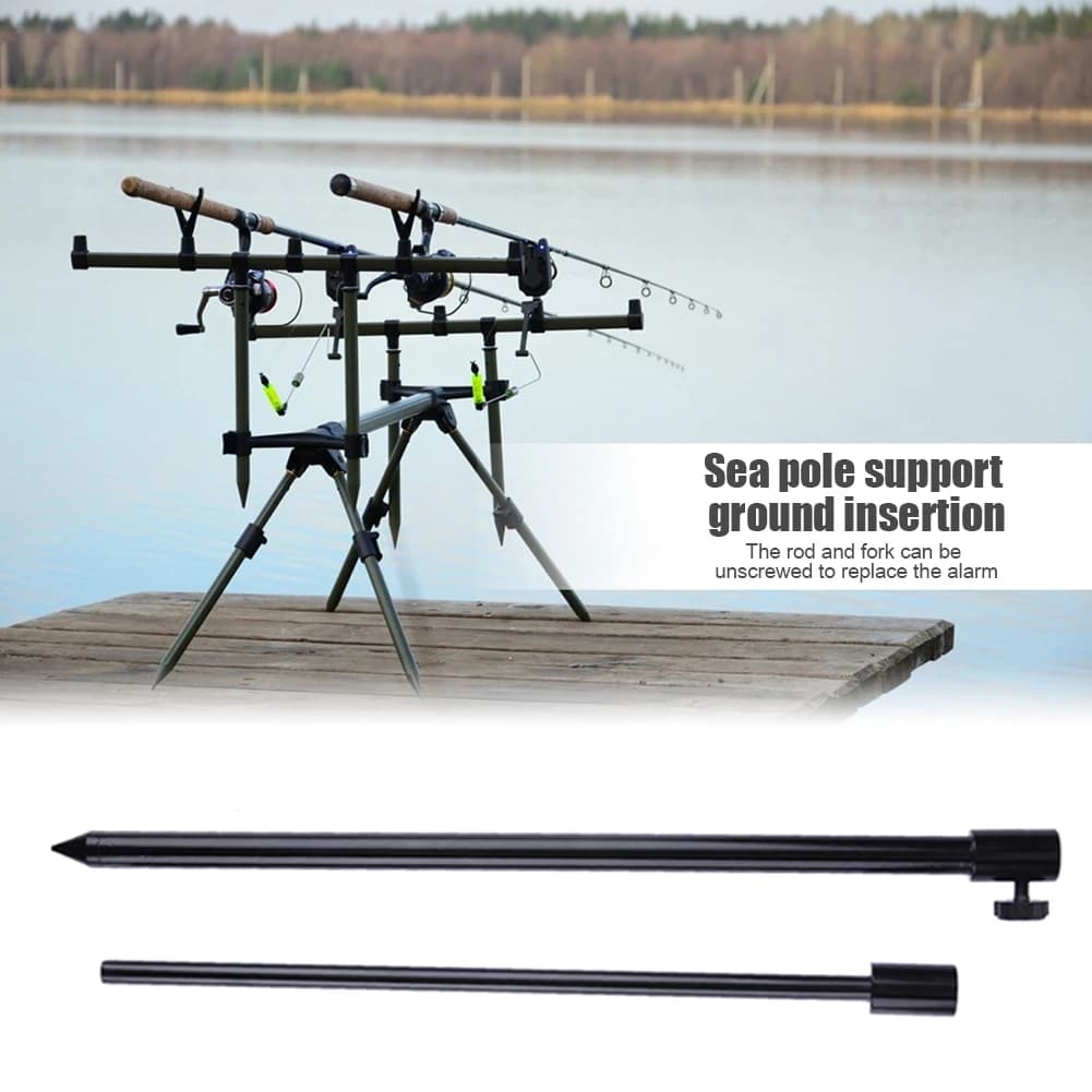Support de canne réglable pour alarme de pêche carpe - Tige de berge en aluminium noir extensible