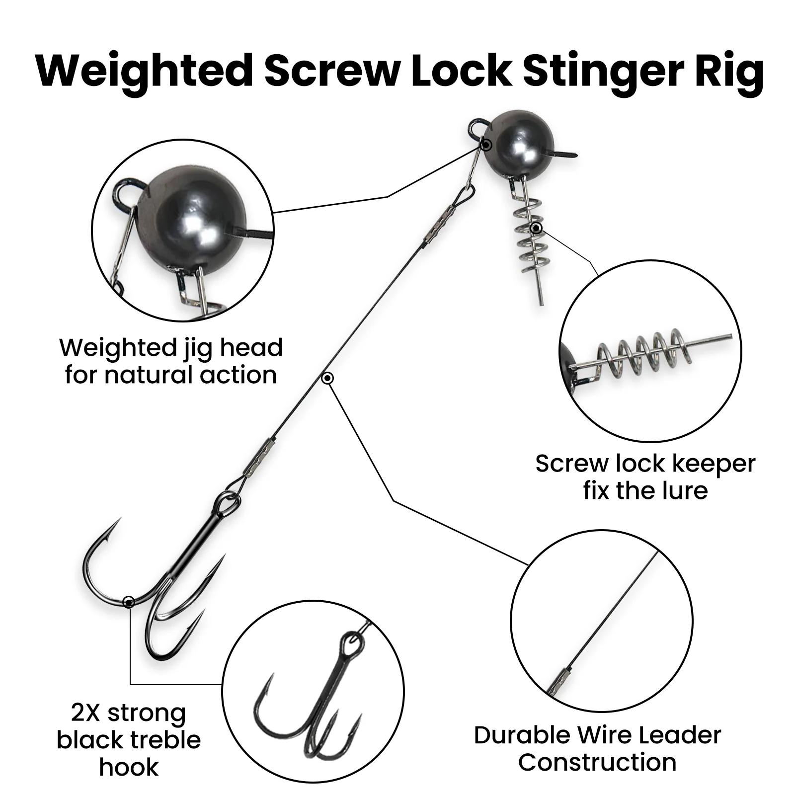 Montage Stinger Rig 9KM Pour Brochet Avec Tête Plombée Hameçons Triples Pêche Aux Leurres Souples Occasions Lac Mer