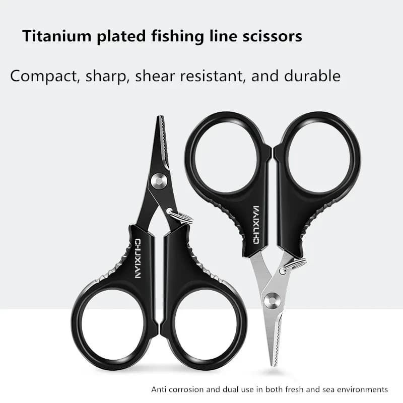 Pinces ciseaux en acier inoxydable avec revêtement titane pour couper fils PE - Accessoire pêche carpe