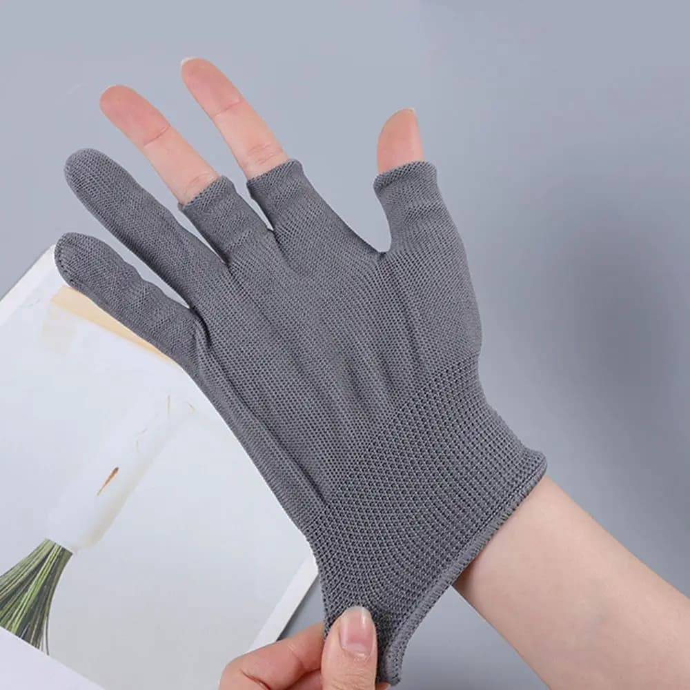 Gants nylon ultra-fins été deux trois doigts cueillette thé pêche travail fingerless protection légère