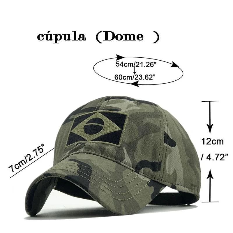 Casquette Baseball Brodée Drapeau Brésilien - Tactique Camouflage Pêche Randonnée Homme