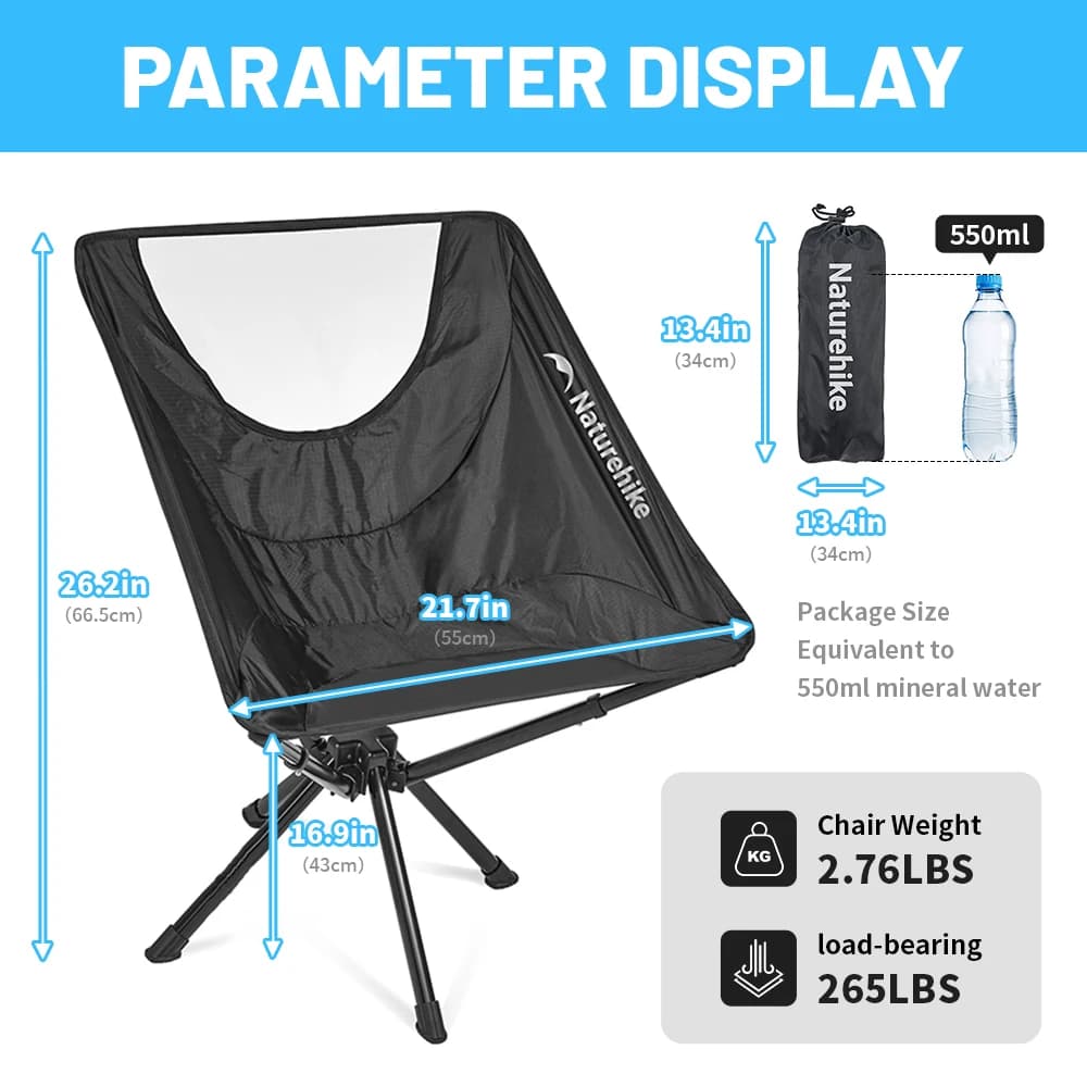 Chaise pêche Naturehike 2024 ultralégère aluminium haute charge pliante camping randonnée