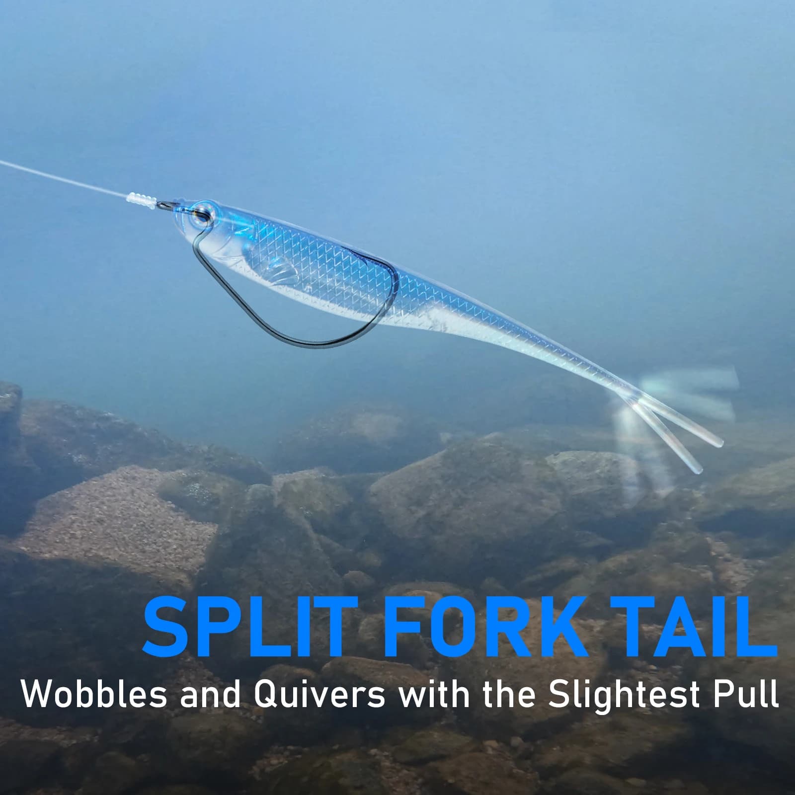 Leurres souples Dr.Fish Fork Tail 5-6 pièces pour drop shot - Appât sans-herbe pour truite perche sandre