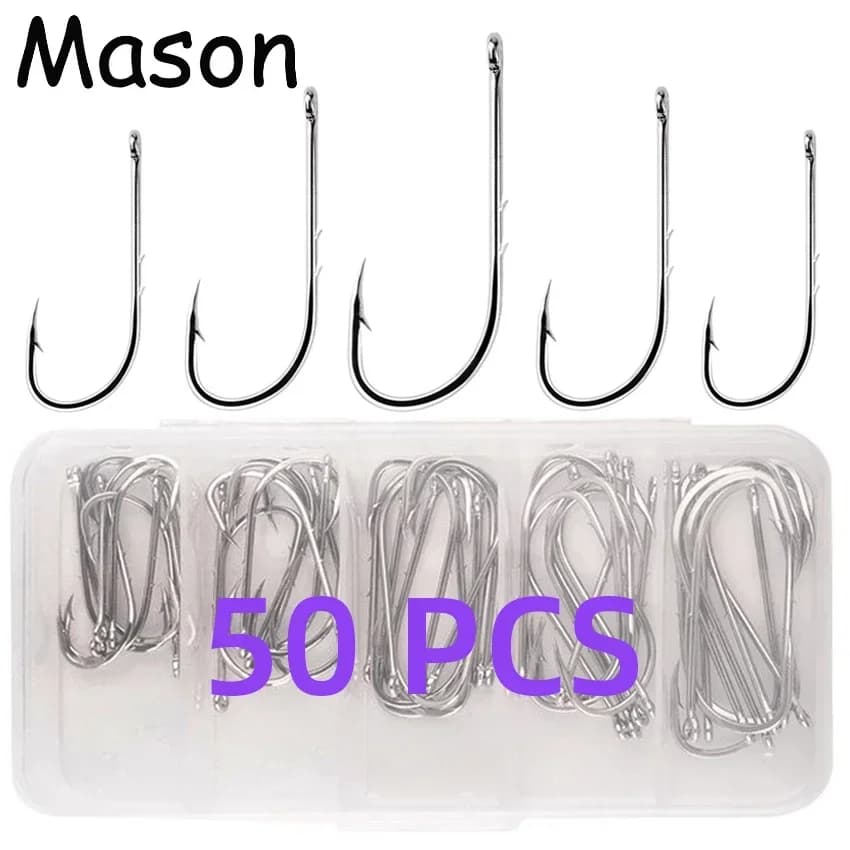 50 hameçons baitholder pour appâts vivants - Hameçons de pêche mer avec barbelures pour carpe et vers
