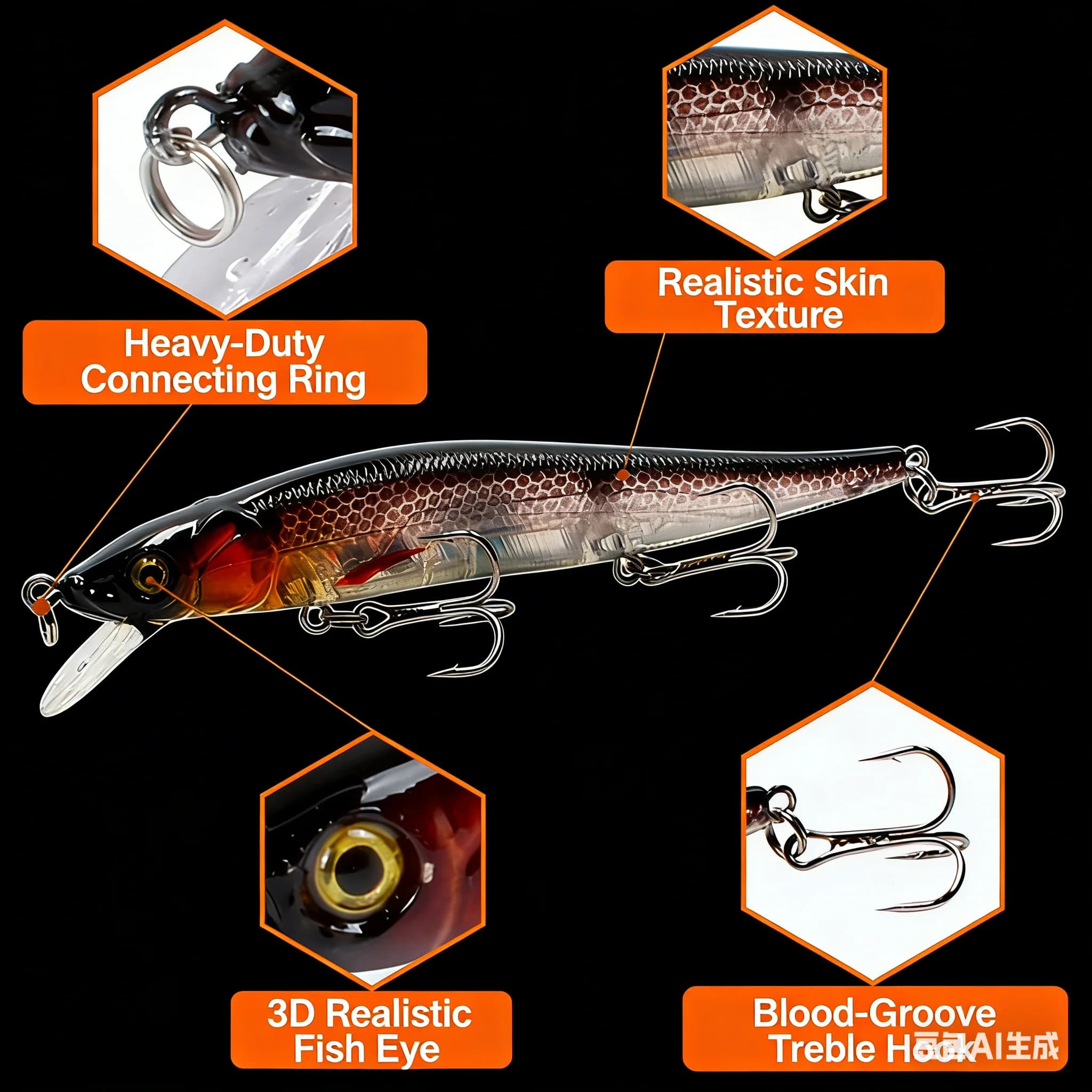 Leurres durs bioniques 11.5cm/14g pour brochet et perche - appâts artificiels wobblers 3D eyes 5/10 pièces