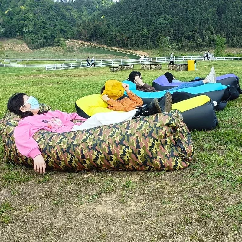 Canapé gonflable rapide air lounger pour camping plage pêche pique-nique lit paresseux portable pliable