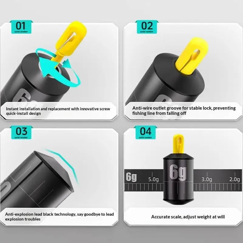 Nouveau lest plombé pêche ajustable en forme de goutte d'eau compacte système d'alerte proportionnel 5 pièces