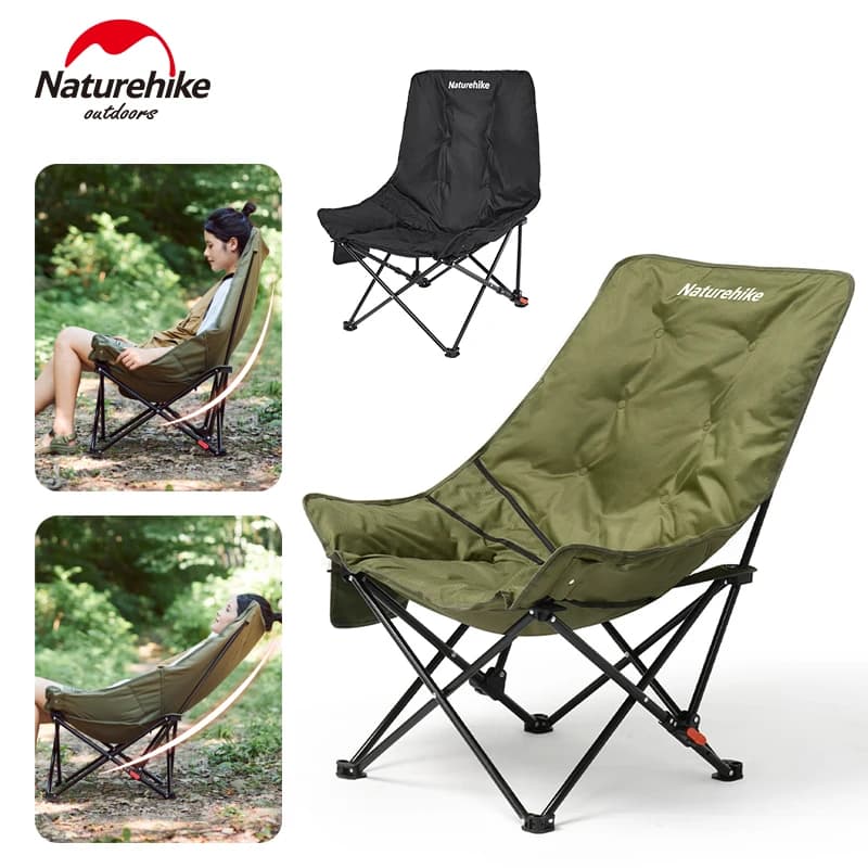 Chaise lounge pliante Naturehike dossier haut réglable - Siège confortable pour pêche détente jardin pique-nique