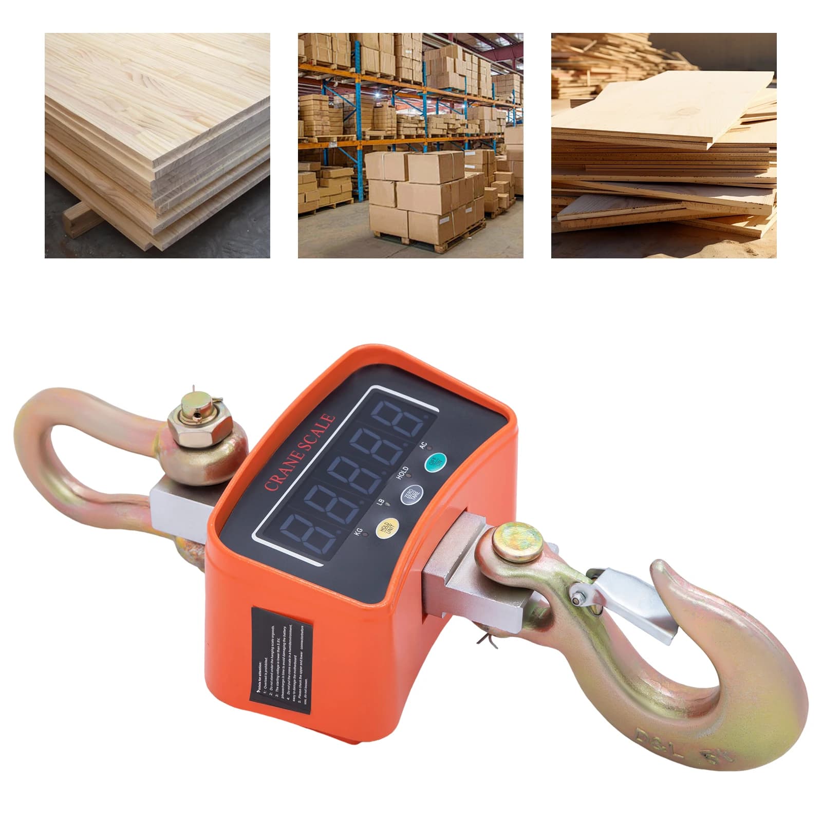 Pèse-grue digital 3000kg 6600lbs avec télécommande et écran LED pour pesée industrielle, agricole et pêche