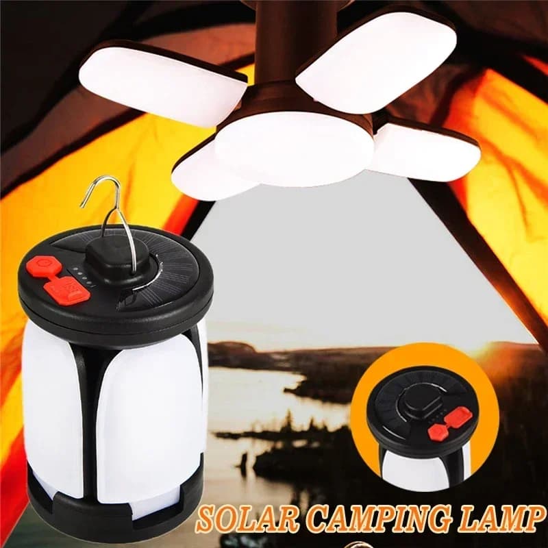 Lanterne de camping LED rechargeable solaire en forme de feuille pour tente, pêche et randonnée nocturne