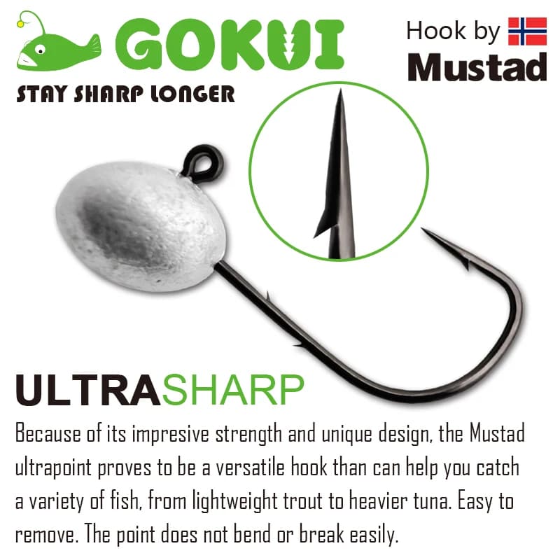 10 hameçons finesse Aji jig heads Mustad pour pêche fine de la truite et petits carnassiers